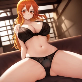 Piernas abiertas, Interior, Estilo anime, One Piece Nami, Pantalones